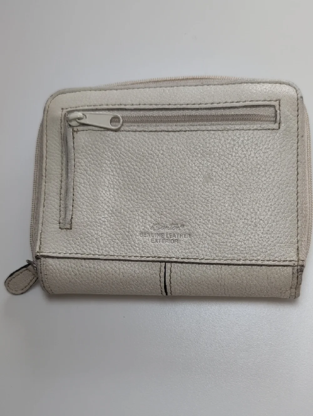 Buxton Off-White Leather Snap & Zip Wallet